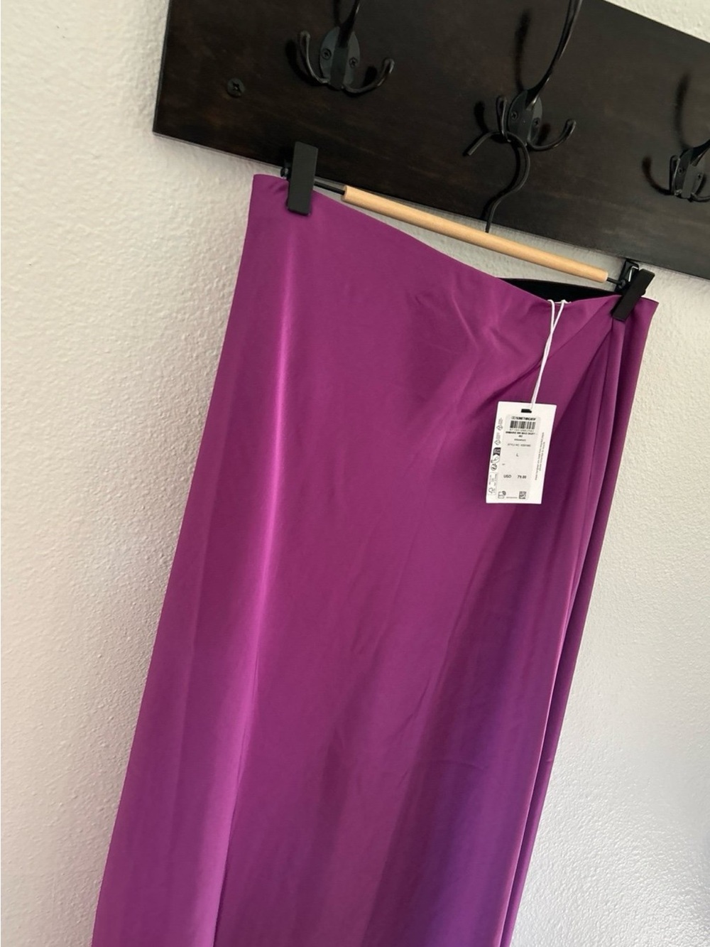 Nordstrom Satin Midi Skirt in Magenta (NWT)